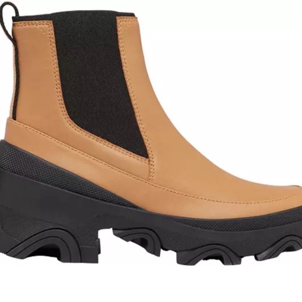 Sorel Women's Brex Waterproof Chelsea Boots in tawny buff/tan and black